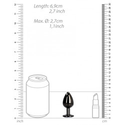 Ouch! Bijou anal Round Gem S 6 x 2.6cm Noir-transparent